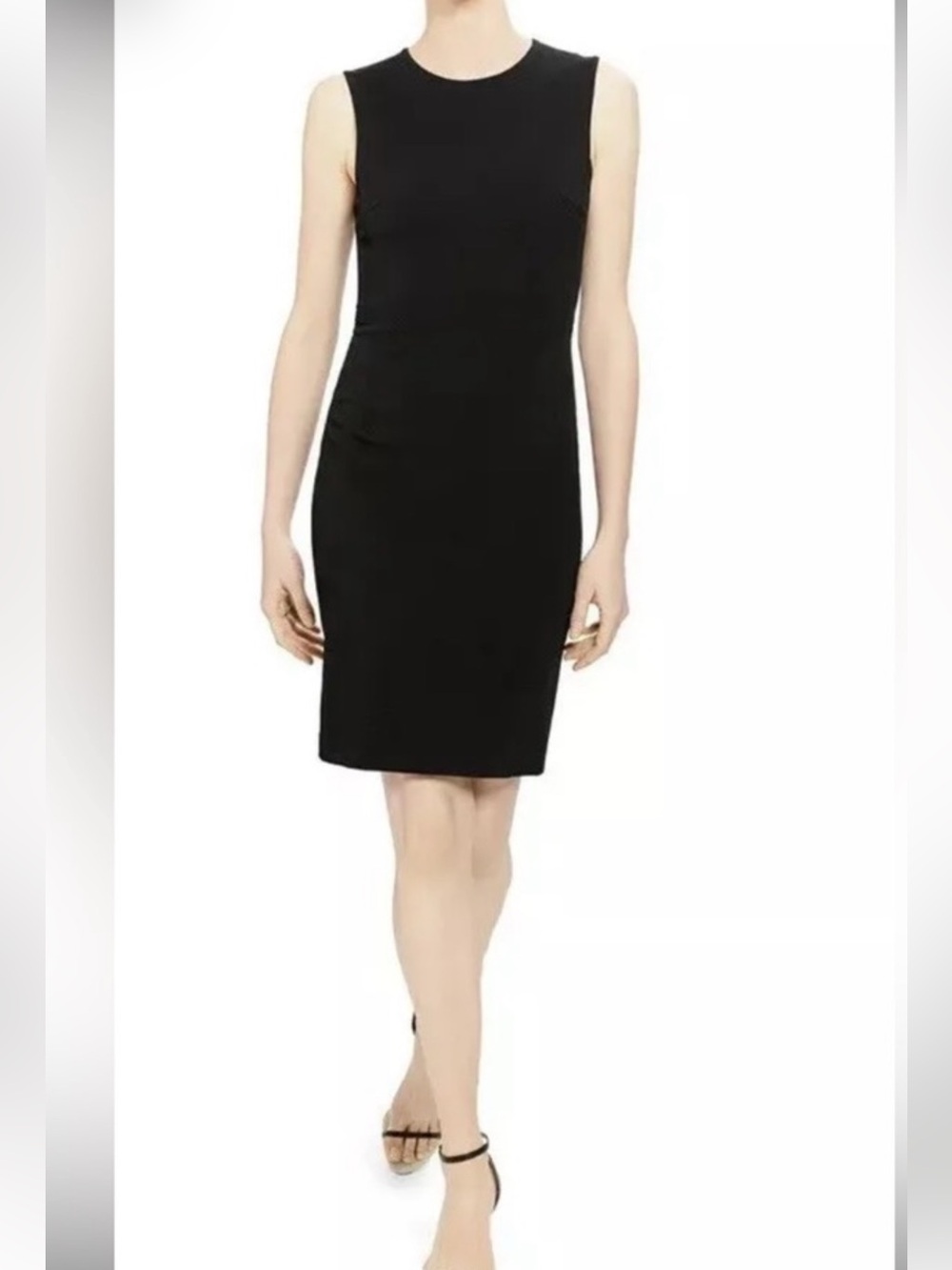 Theory Size 14 Black Sleeveless Light Wool Blend Sheath Dress - Scoop Neck. EUC